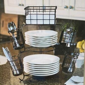 Elegant Black Wrought Iron Buffet Set